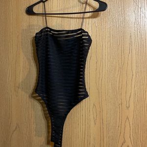 Hershe black bodysuit, sheer, size medium